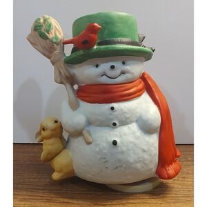 Jamestown Snowman Spinning Musical Decor Plays Jingle Bells Works Cardinal